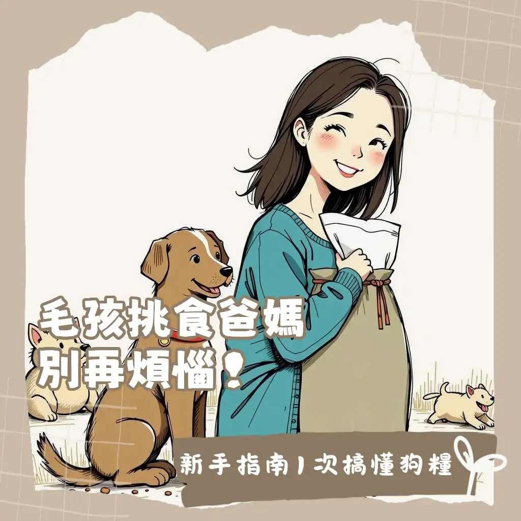 狗狗飼料推薦圖：飼主根據狗狗年齡、體型、健康狀況，挑選優質肉類為主的乾糧、濕糧或鮮食。