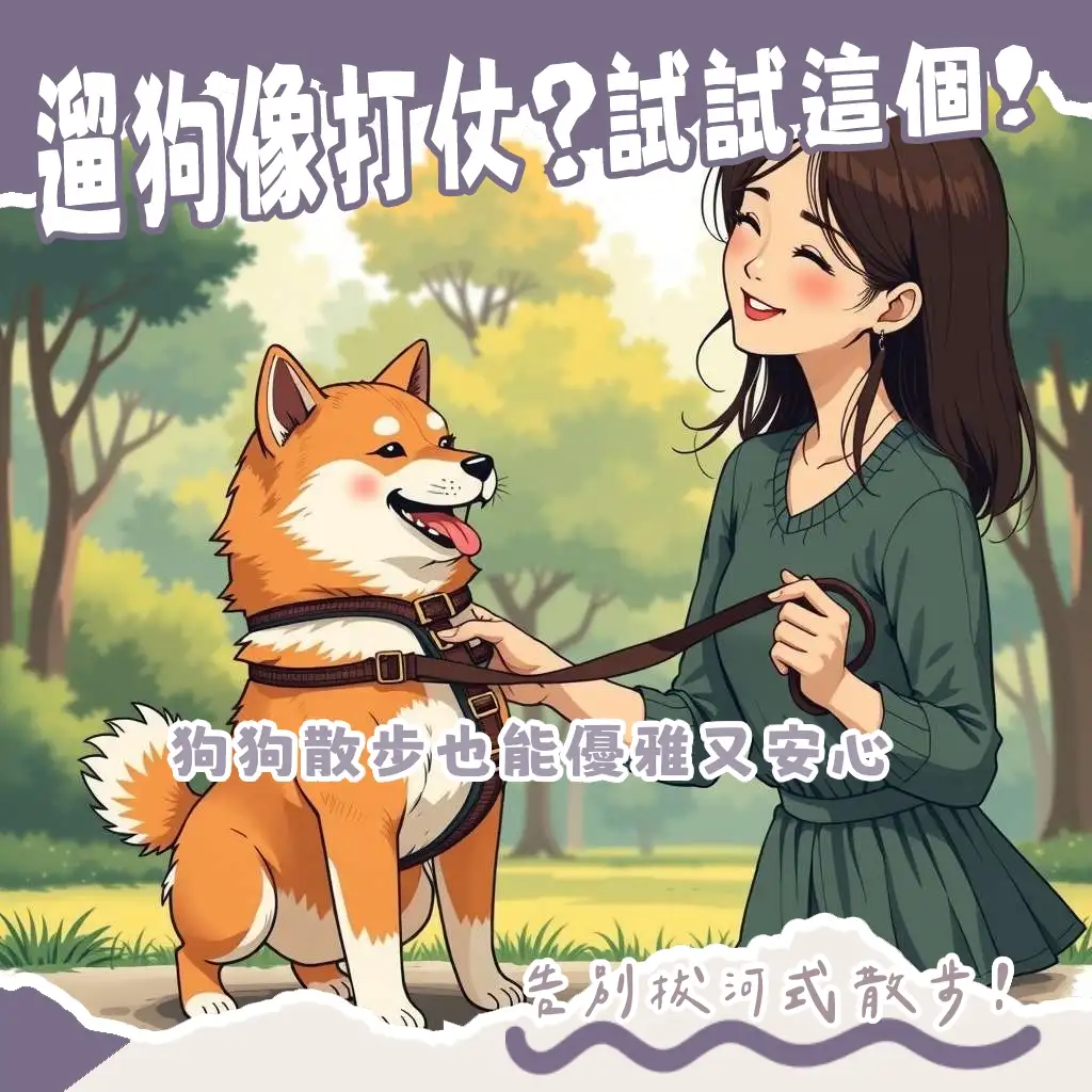 狗狗揹帶選擇指南，包含胸背帶、H型揹帶，確保尺寸合適、材質舒適，讓狗狗安全散步。