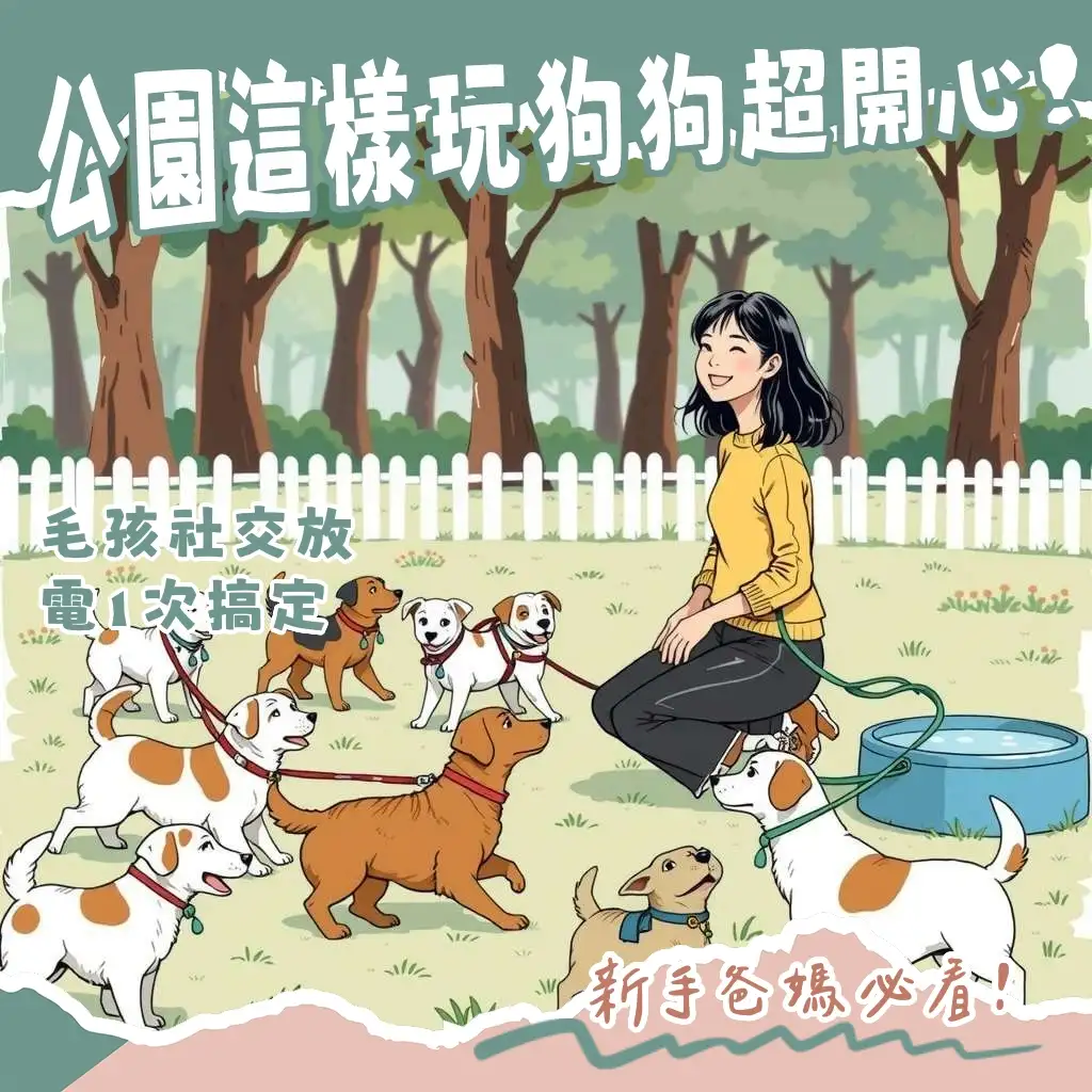 狗狗公園設施完善，狗狗在圍欄內自由奔跑玩耍，消耗精力並與其他狗狗社交互動。