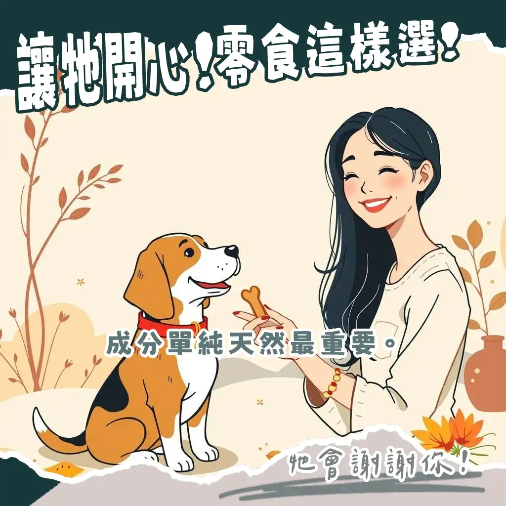 狗狗零食種類選擇指南，包含天然食材、潔牙骨與訓練獎勵，幫助飼主健康管理狗狗飲食。