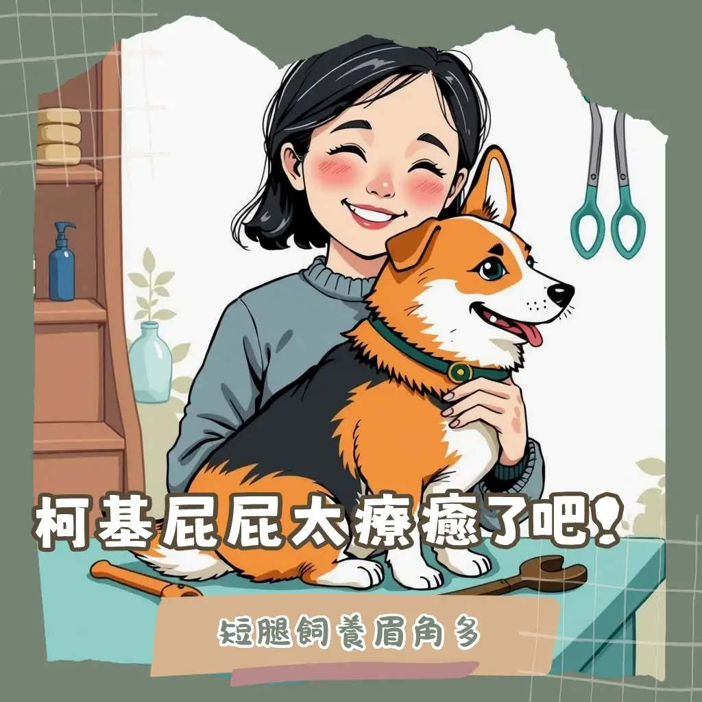 一張可愛的柯基狗特寫照片，結合柯基狗品種介紹、性格特點、飼養與健康照護指南。