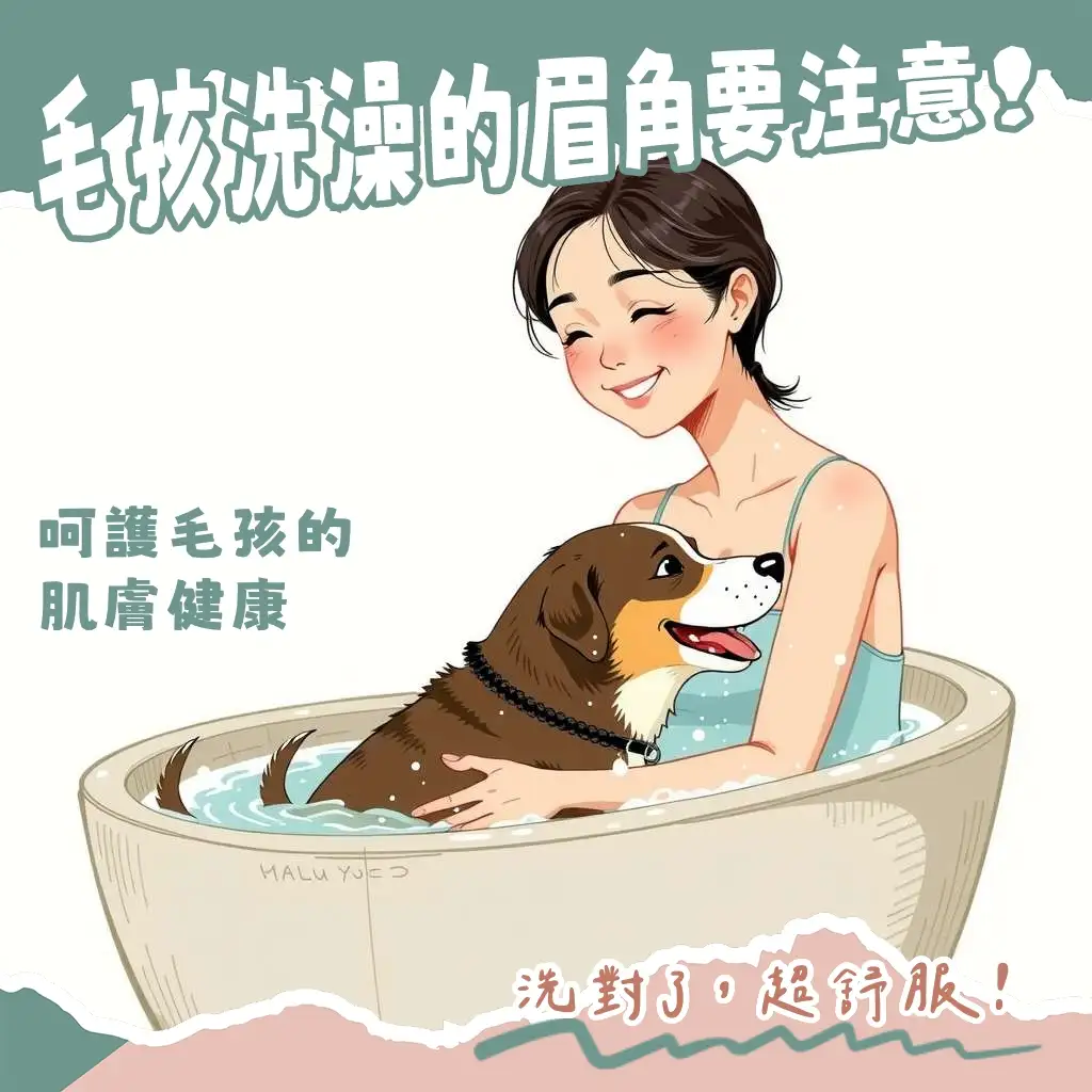 一隻毛髮蓬鬆的狗狗在沐浴後被溫柔擦拭，狗狗多久洗澡圖解，說明狗狗清潔護理大綱。