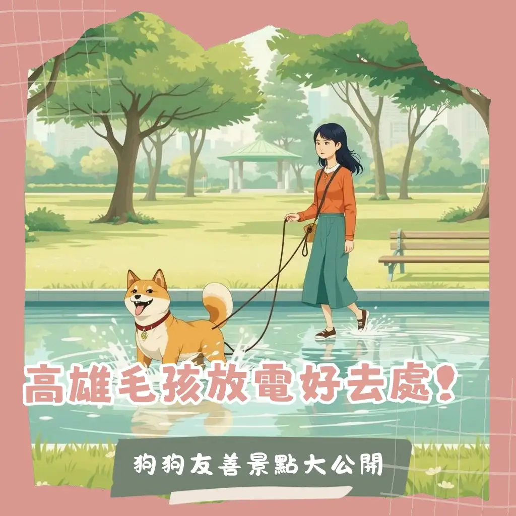 高雄遛狗景點推薦：毛孩在草地與海邊開心地玩耍，享受戶外時光。