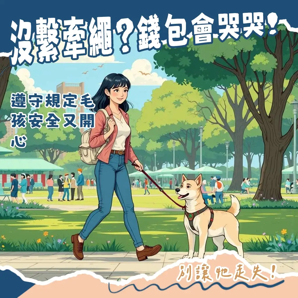 台灣遛狗牽繩規定詳解，掌握動物保護法與地方自治條例，確保公共場所毛孩安全。