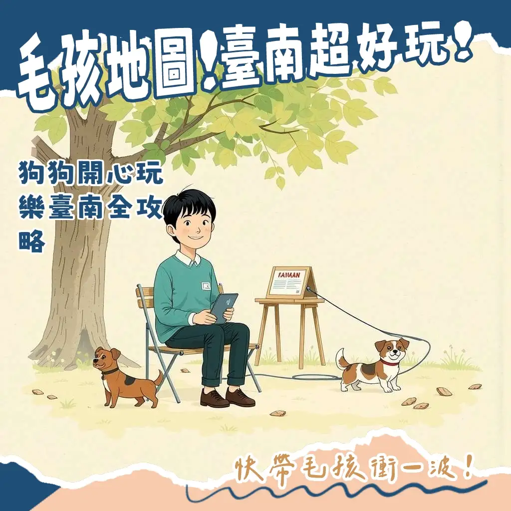 台南遛狗好去處，毛孩在都會公園草地開心奔跑，與主人在奇美博物館園區散步，或於黃金海岸戲水。