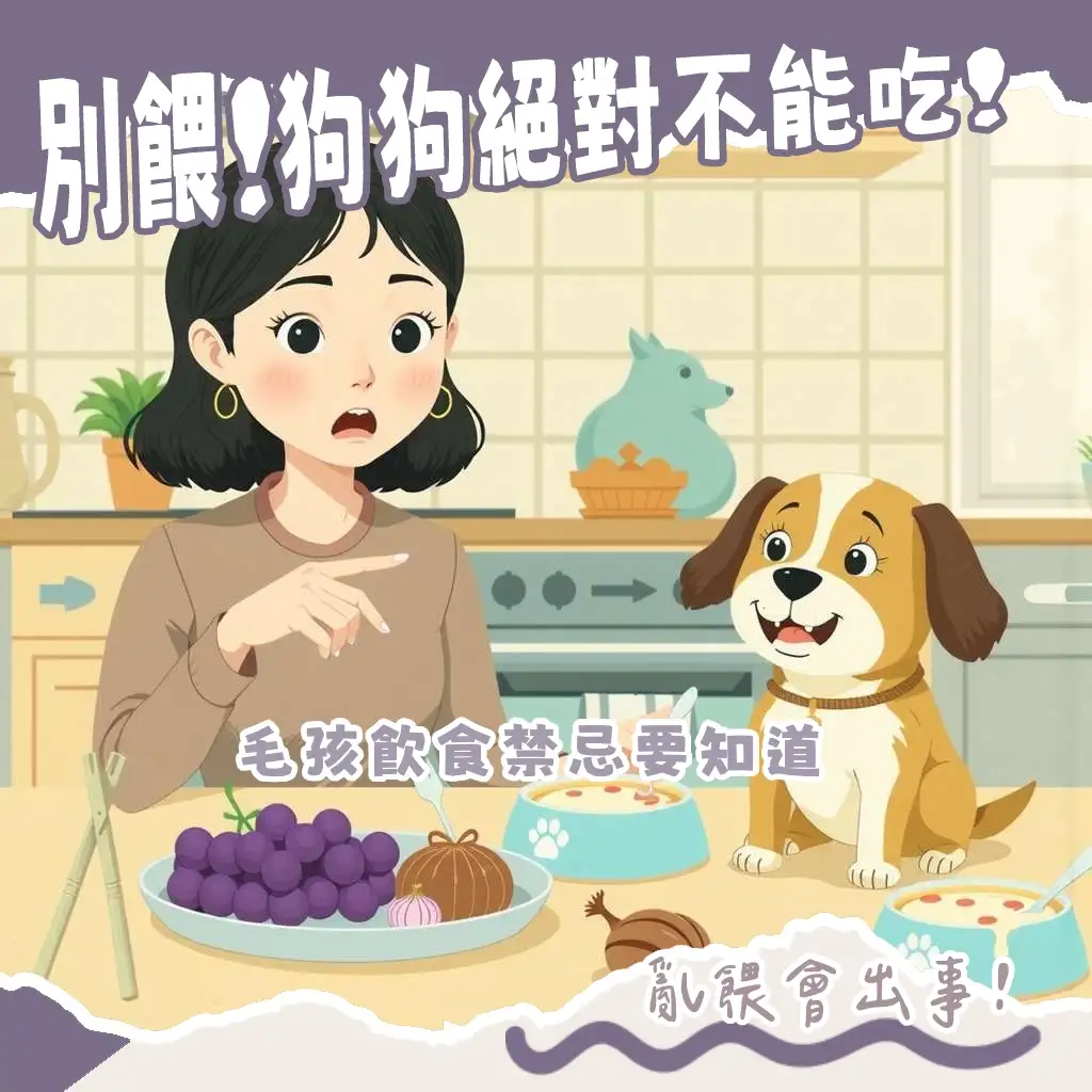 狗狗食物禁忌清單，詳列常見有毒食物與其危害，幫助飼主確保毛孩飲食安全。