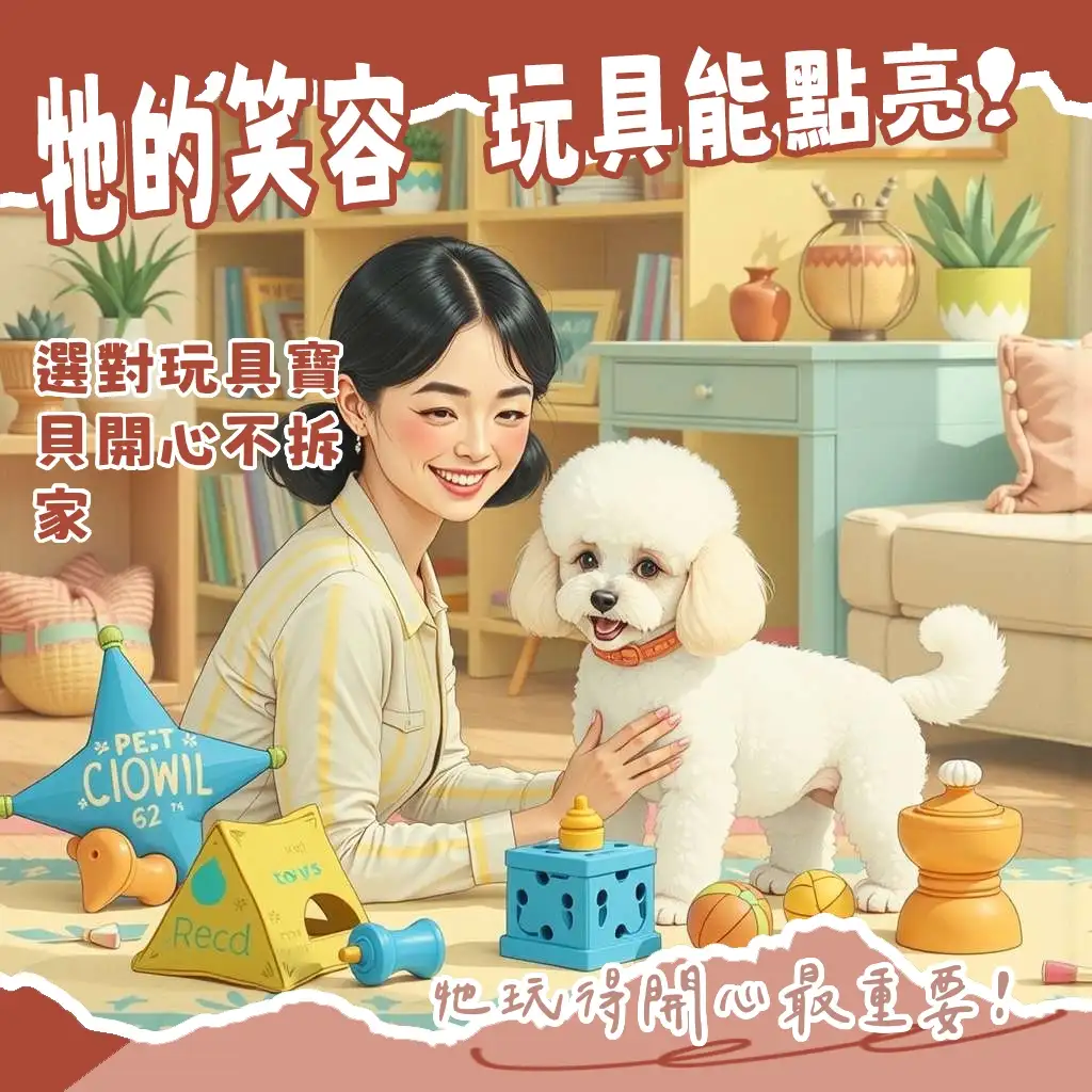 貴賓狗玩具選擇指南，包含益智藏食、柔軟發聲、耐咬磨牙與互動玩具推薦。