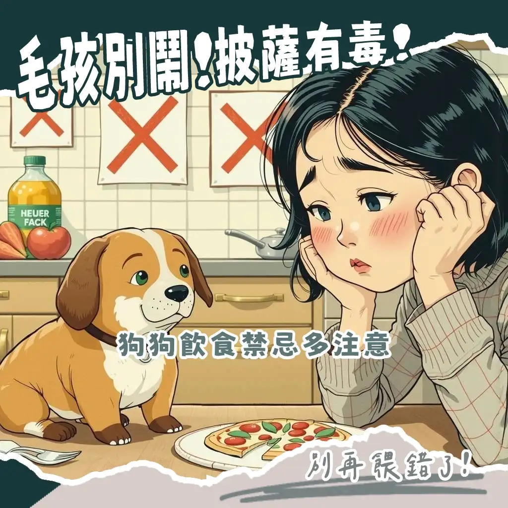餵狗吃披薩的健康風險，解析披薩有害成分，狗狗食物中毒與應對指南。
